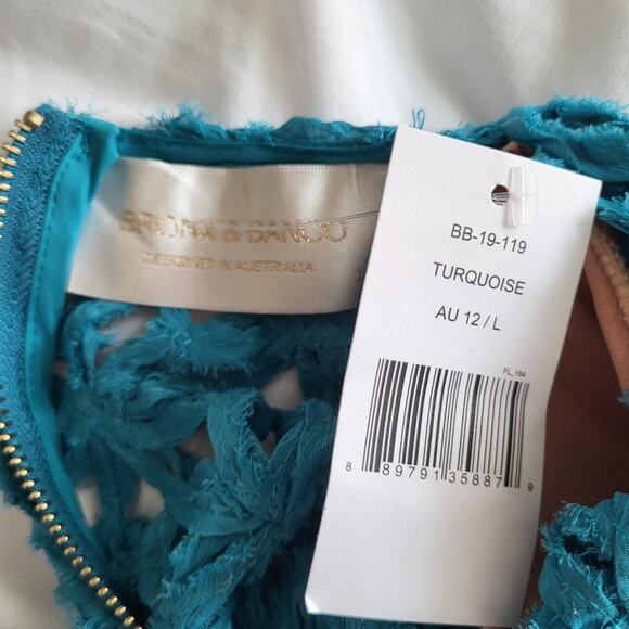 NWT $850 Bronx & Banco Casey Mini Dress L / 8 Turquoise Blue Boned Bodice Floral - Picture 7 of 16